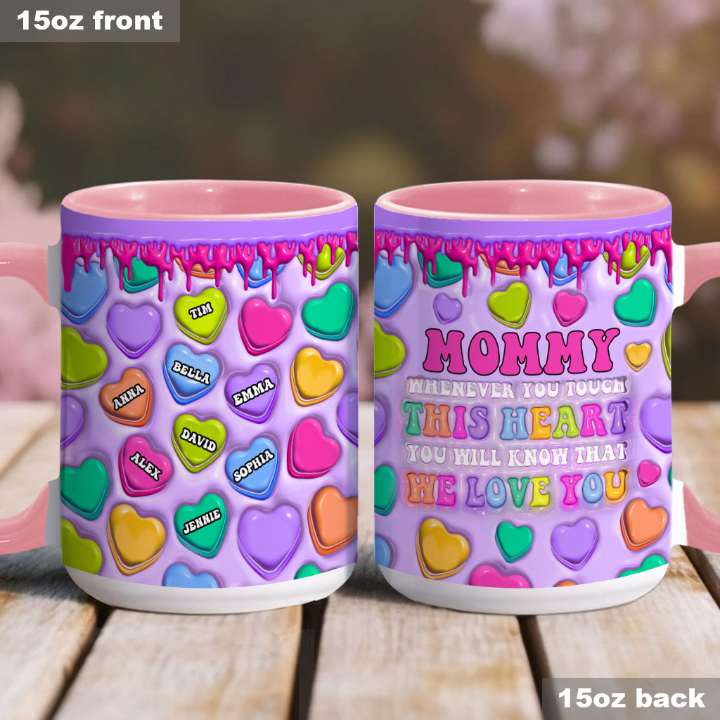 Touche ce cœur, je t'aime mamie, mamie, mamie, maman - Mug personnalisé pour maman