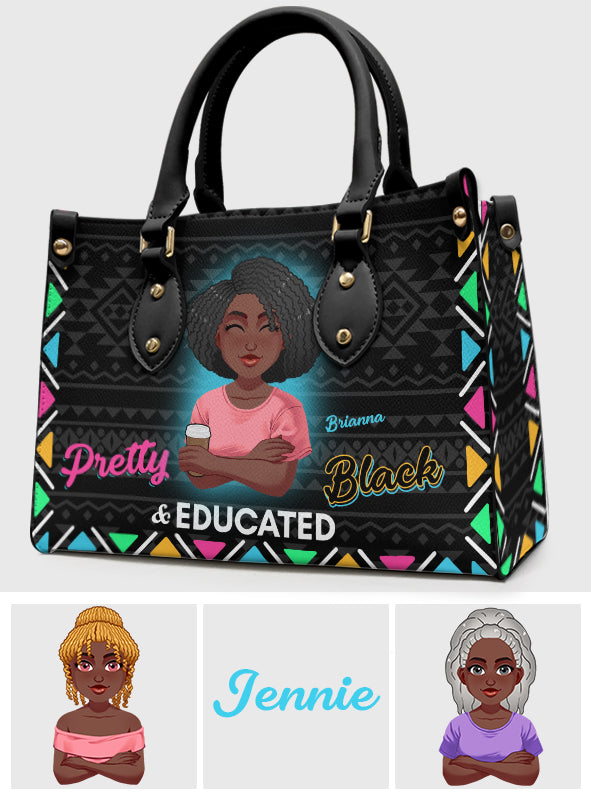 Jolie Noire et Éduquée - Sac à main personnalisé en cuir afro-américain