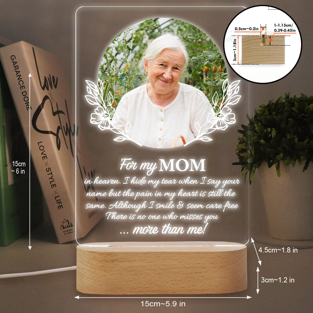 Pour ma mère, quel que soit mon titre au paradis, je cache mes larmes quand je prononce ton nom - Plaque lumineuse personnalisée en forme de mère