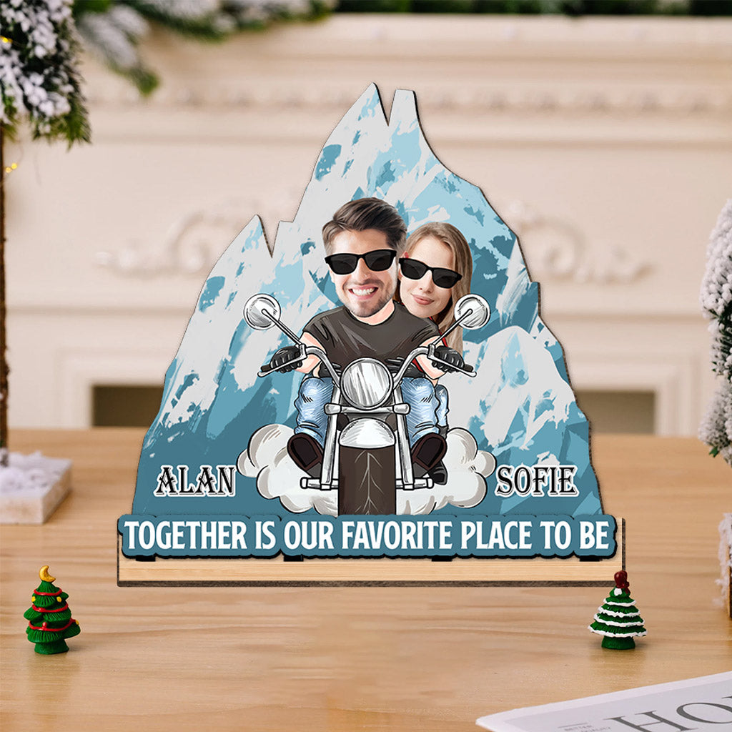 Être ensemble, c'est notre endroit préféré - Tapis de sol personnalisé pour motard, 1 couche, grand format, autoportant