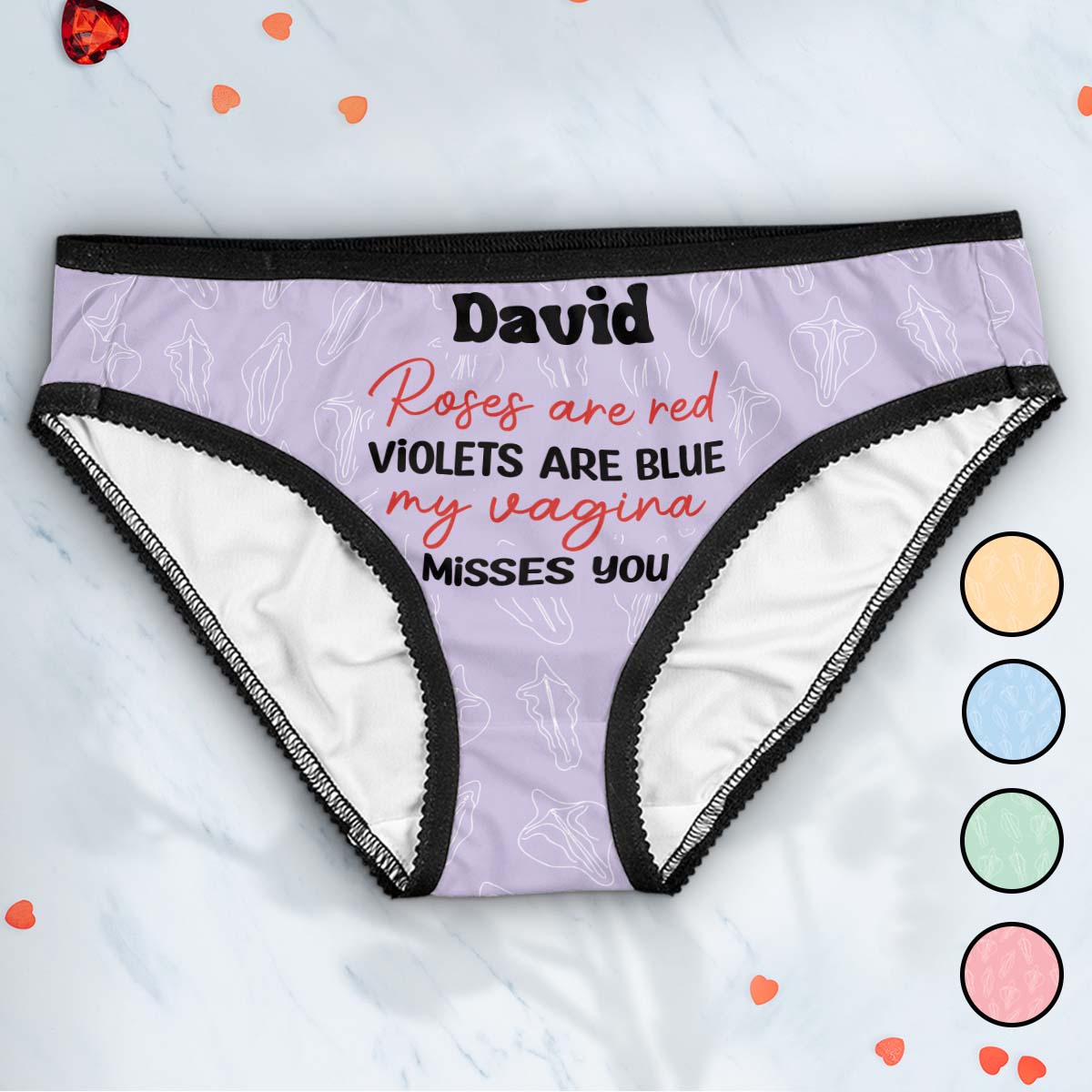 Mon vagin te manque - Culottes personnalisées pour couples avec bordure en dentelle