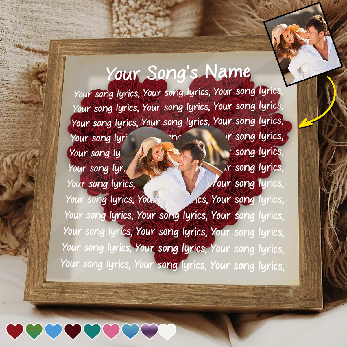 Paroles de chanson et photo personnalisées - Boîte à fleurs personnalisée pour couple