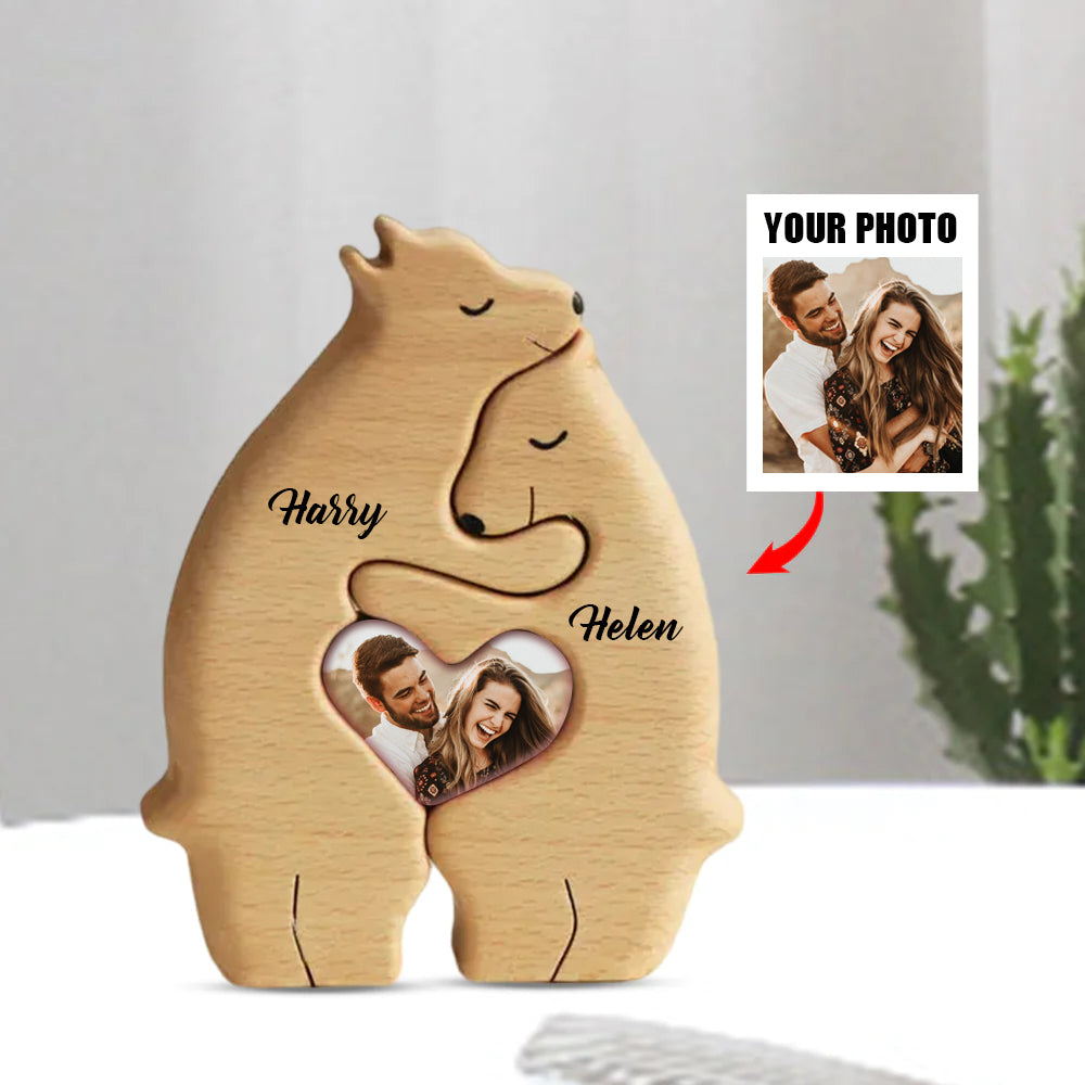 Couple d'ours - Puzzle en bois personnalisé pour couple