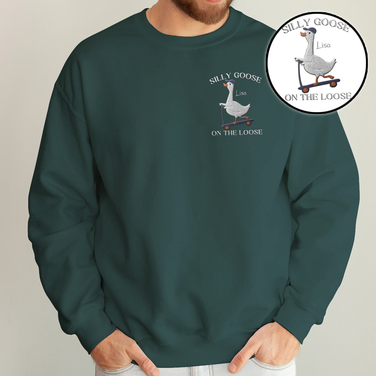 Sweat-shirt brodé Silly Goose - Pull brodé sarcastique personnalisé