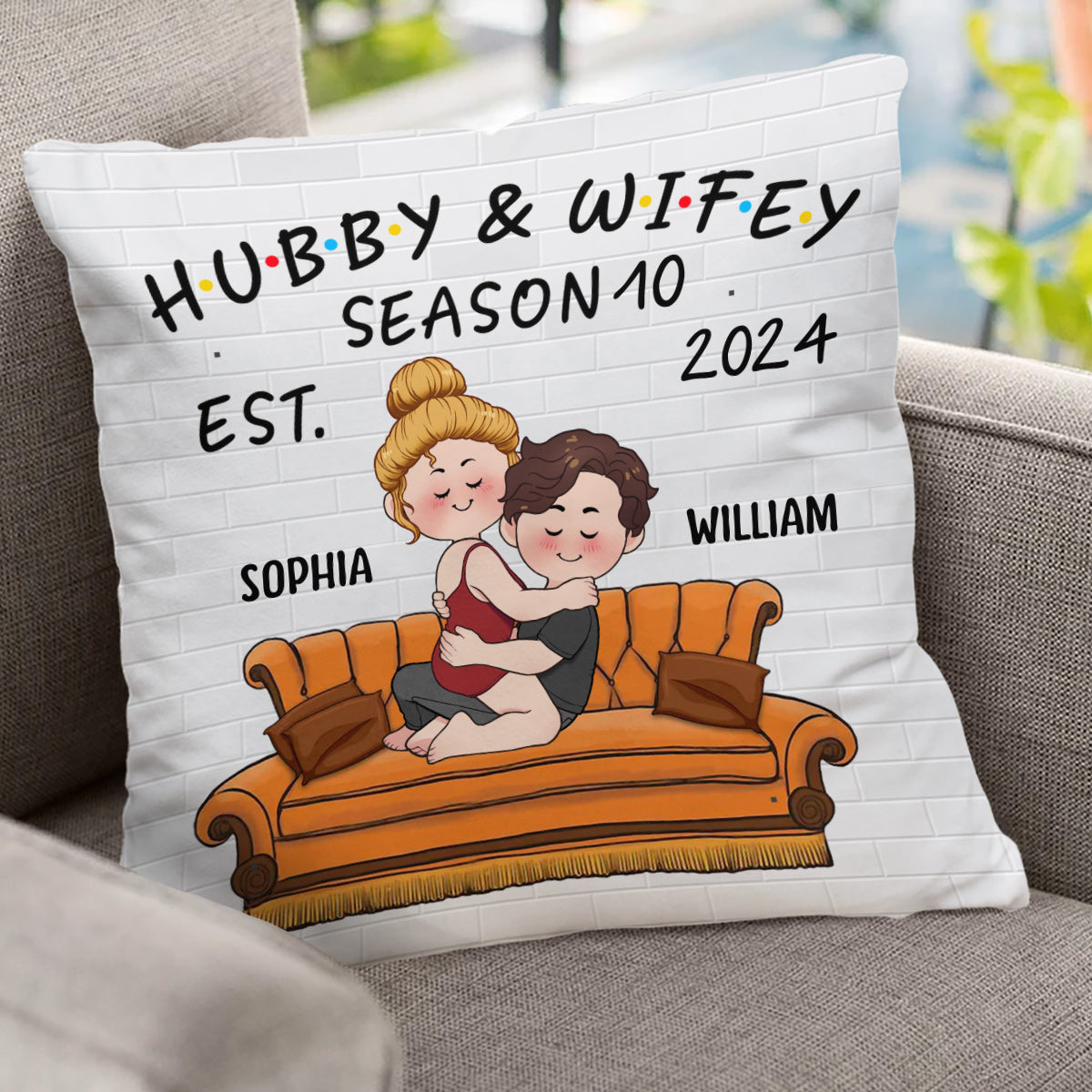 Coussin décoratif personnalisé pour couple « Mari et Femme »