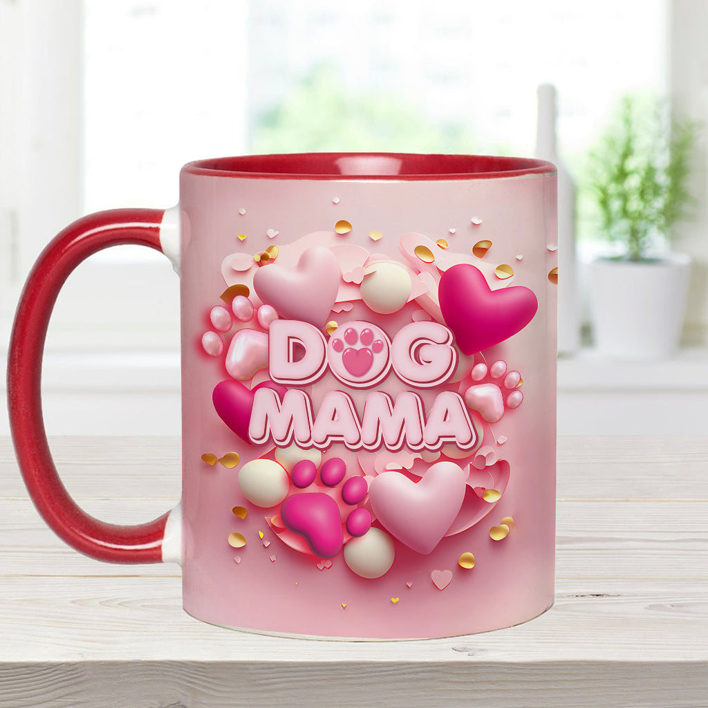 Mug personnalisé « Maman Chien Chat Fourrure » ​​avec cœur rose 3D
