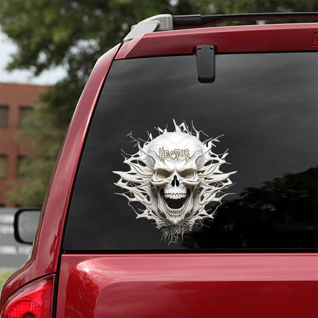 White Skull - Personalized Skull Decal Full