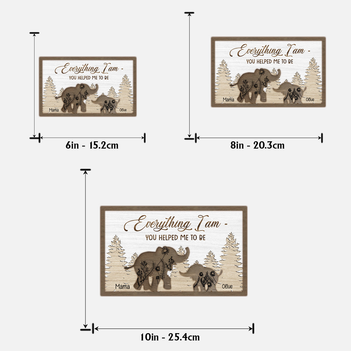 Tout ce que je suis, je le dois à toi - Plaque en bois personnalisée pour maman (2 couches)