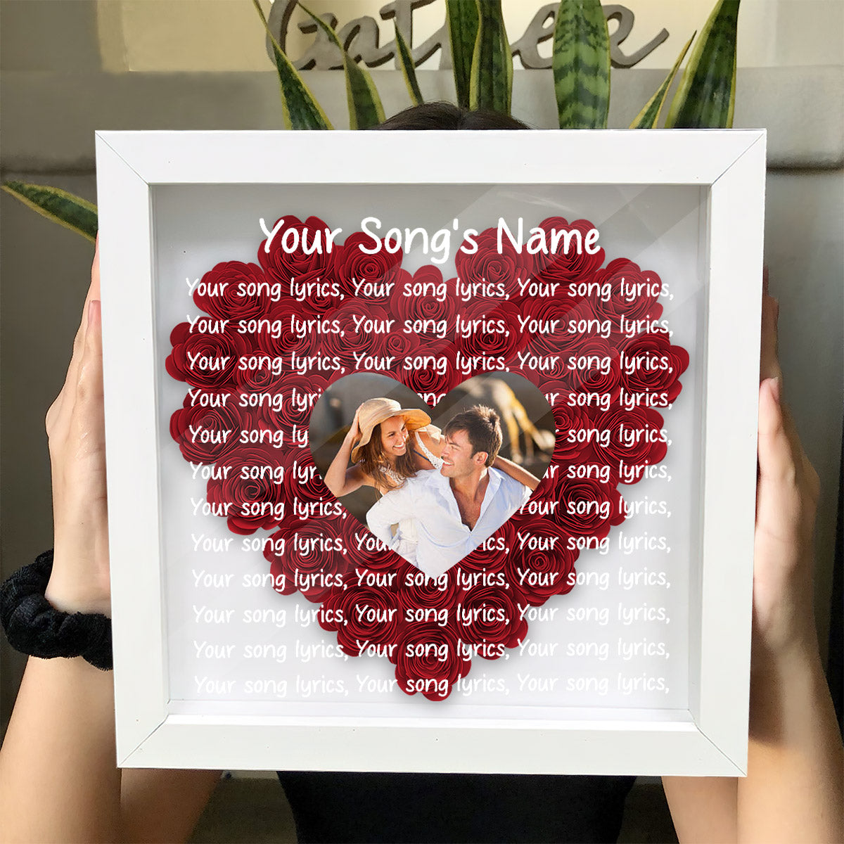 Paroles de chanson et photo personnalisées - Boîte à fleurs personnalisée pour couple