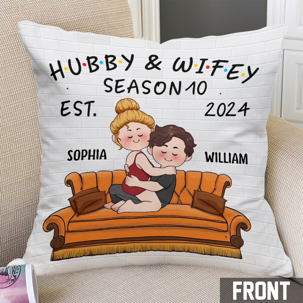 Coussin décoratif personnalisé pour couple « Mari et Femme »