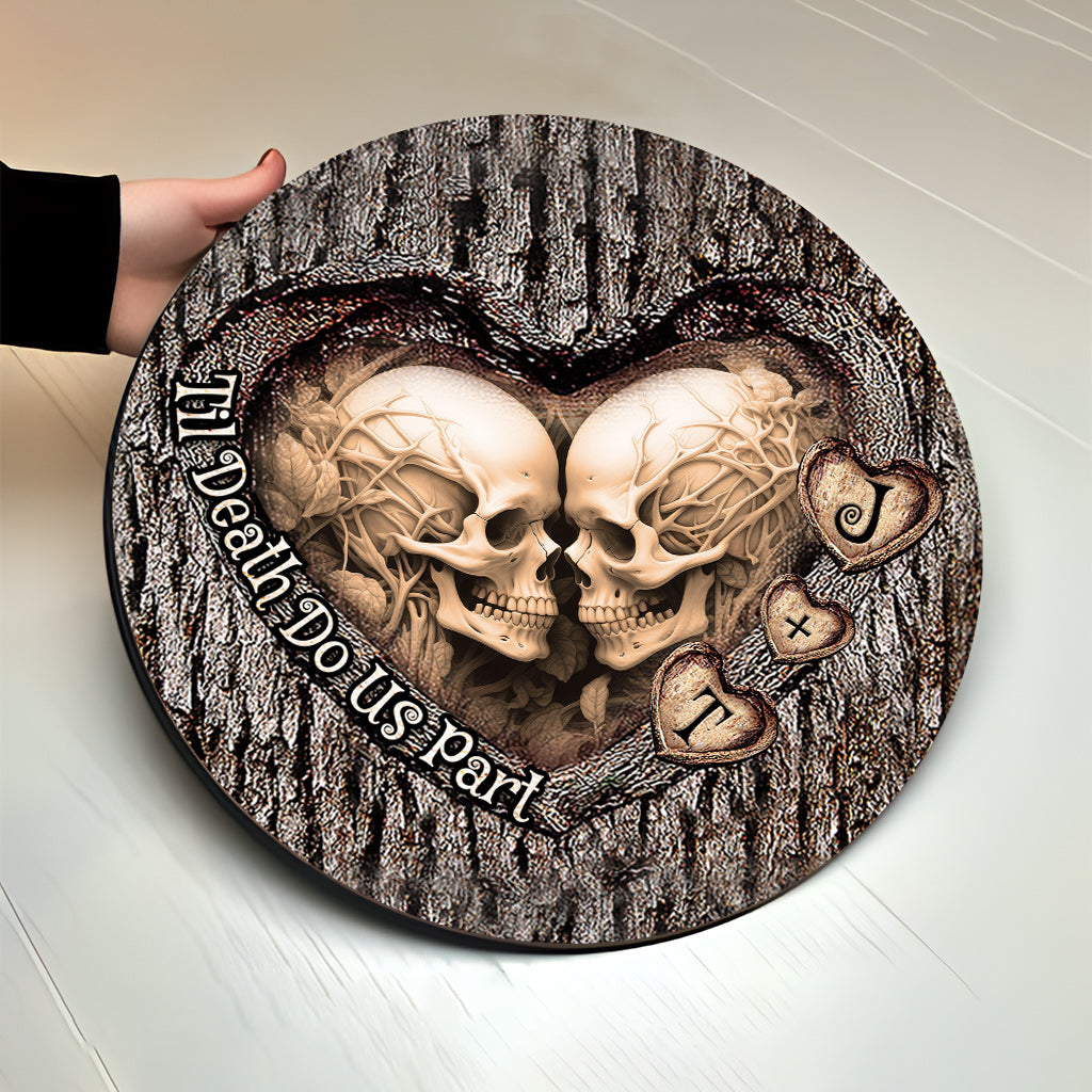 Til Death Do Us Part - Personalized Couple Round Wood Sign