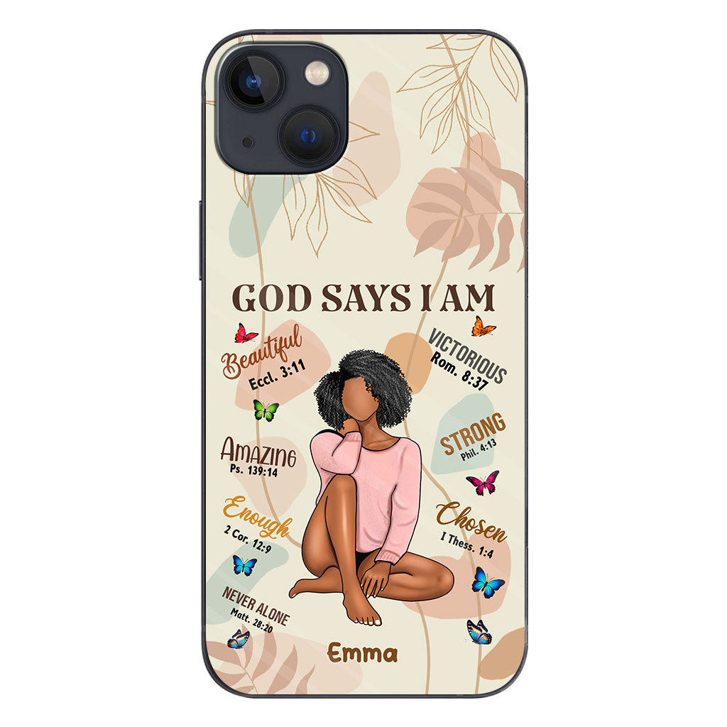 God Says I Am - Personalized African American Phone Case