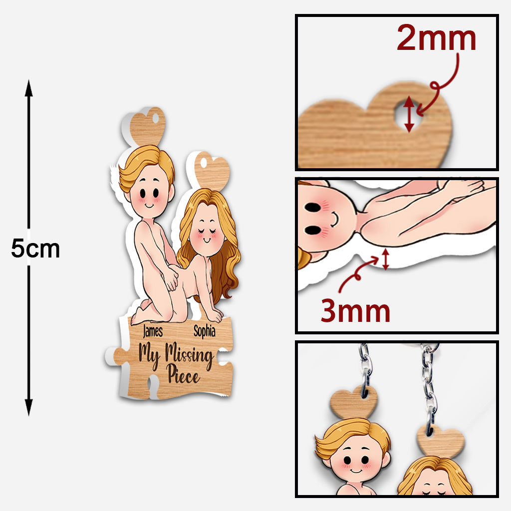 Mon Pièce Manquante - Porte-clés Couple Personnalisé 3 Couches et 1 Couche