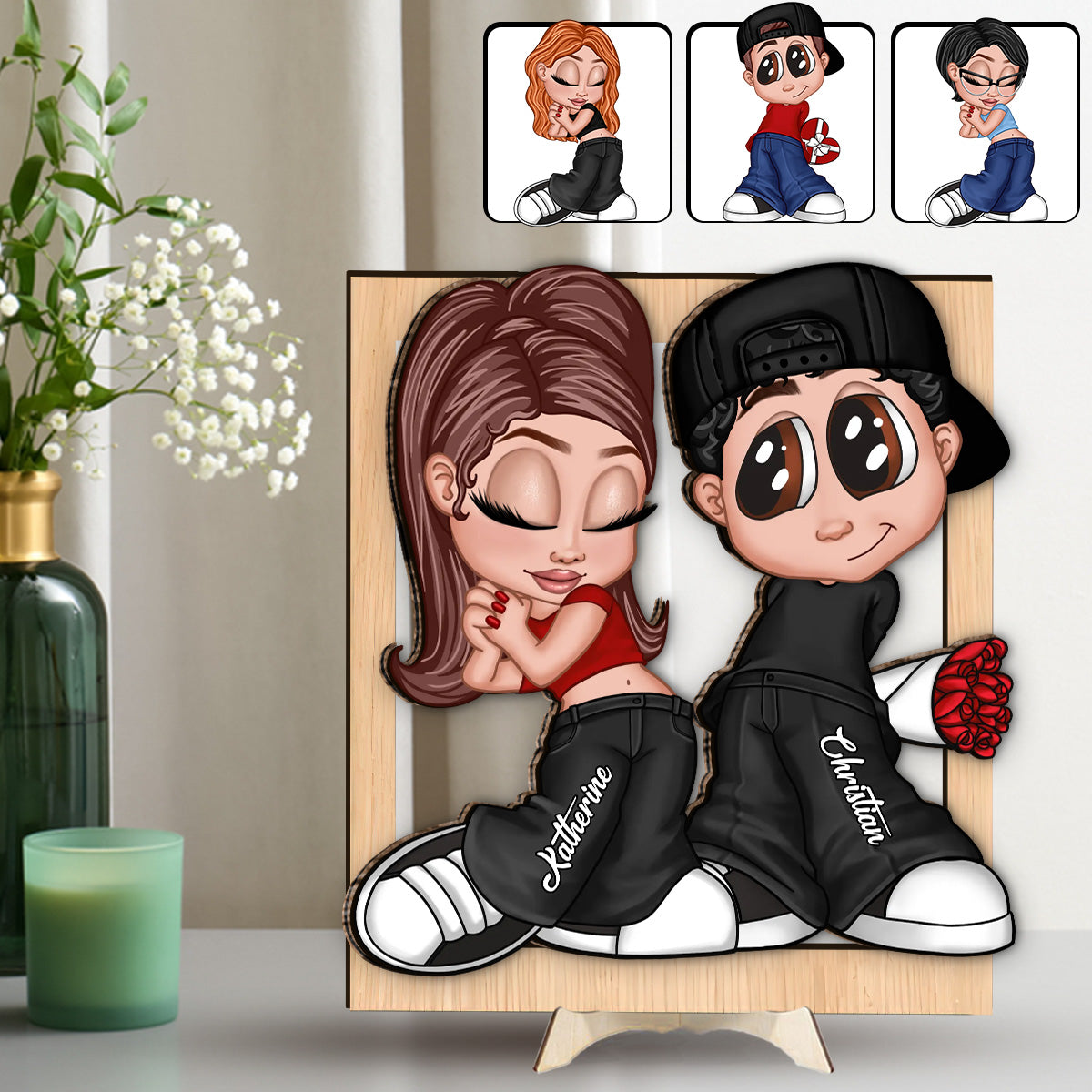 Y2K Couple - Personalized Couple 2 Layered Wood Sign / Wood Plaque