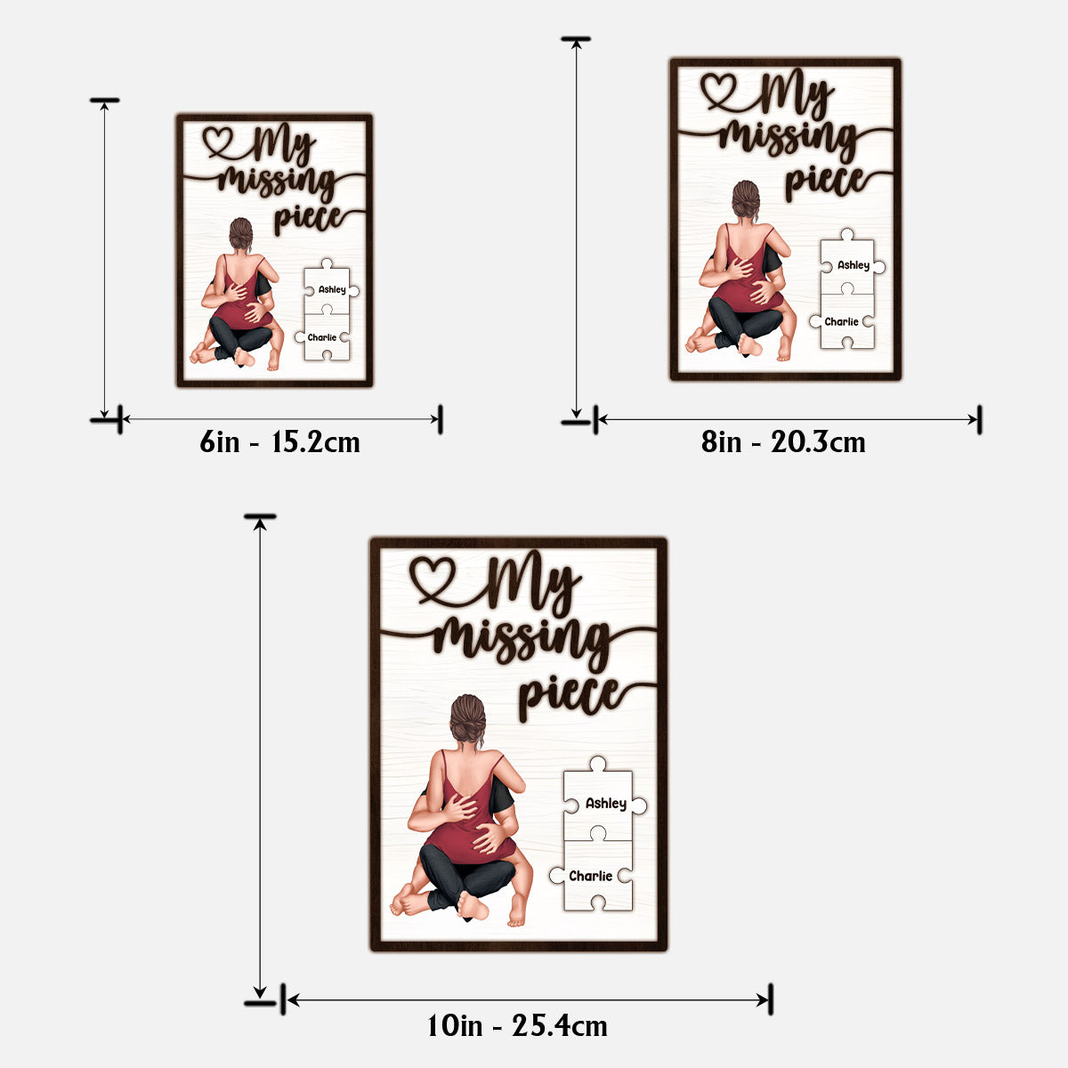 Ma pièce manquante - Panneau/Plaque en bois personnalisé(e) pour couple, 2 couches