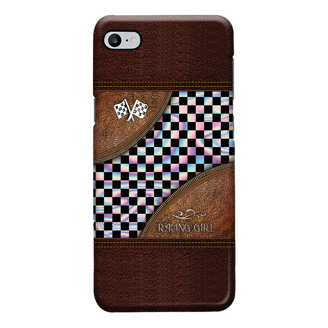 Racing Girl Leather Pattern Print Phone Case
