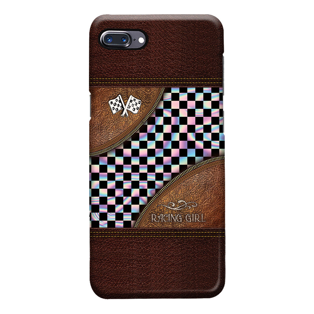 Racing Girl Leather Pattern Print Phone Case