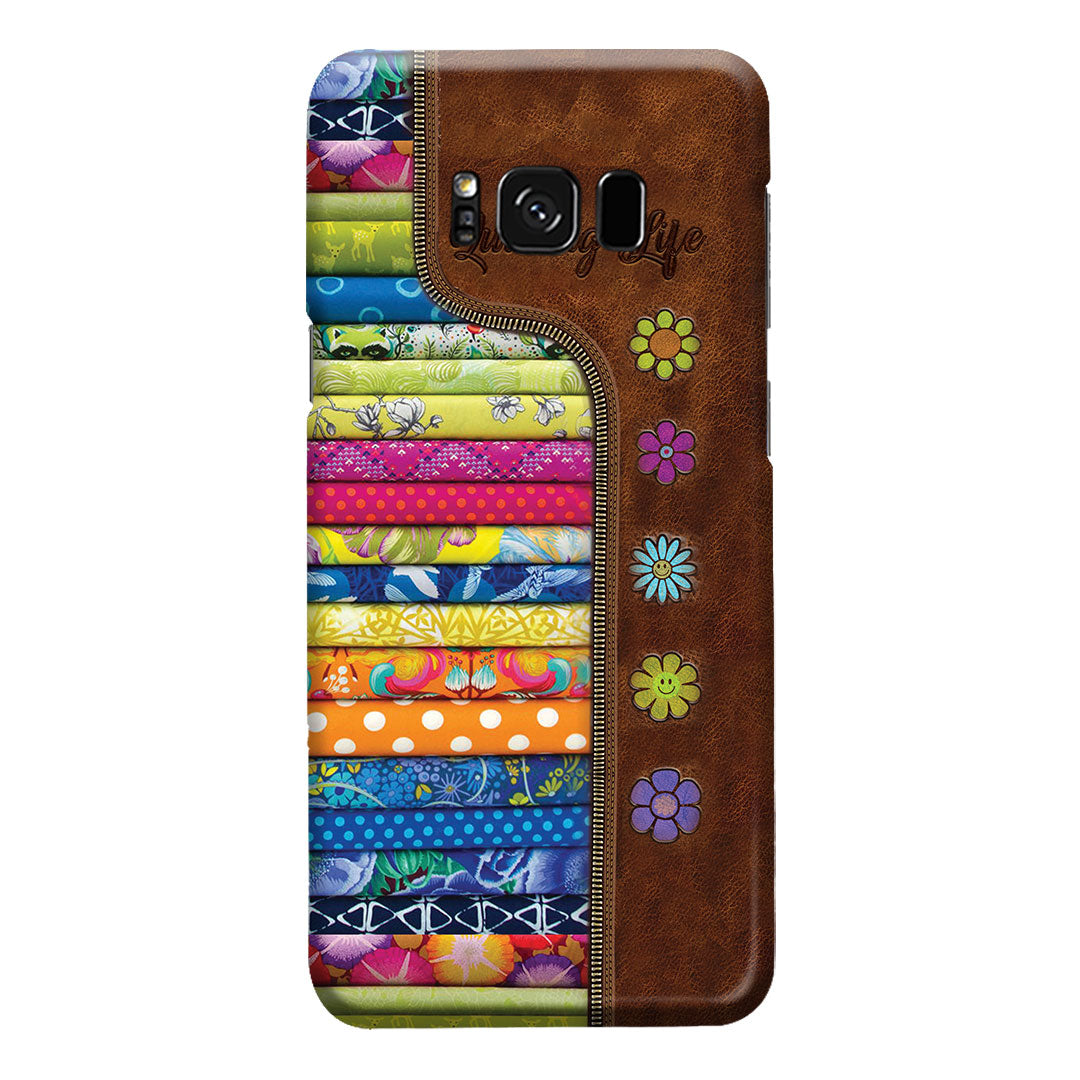 Étui de téléphone en cuir imprimé à motif matelassé « Quilting Life »