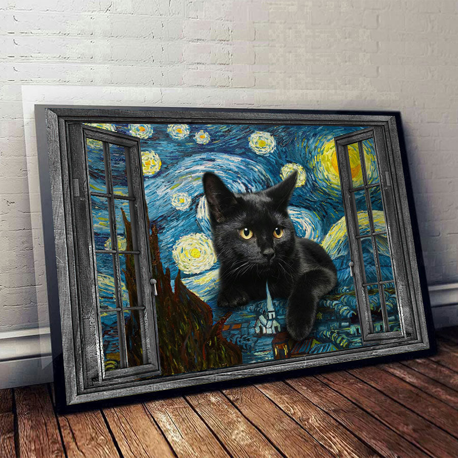 Starry Night - Cat Poster