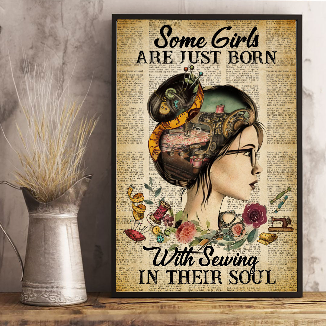 Certaines filles naissent avec la couture dans l'âme - Affiche de couture