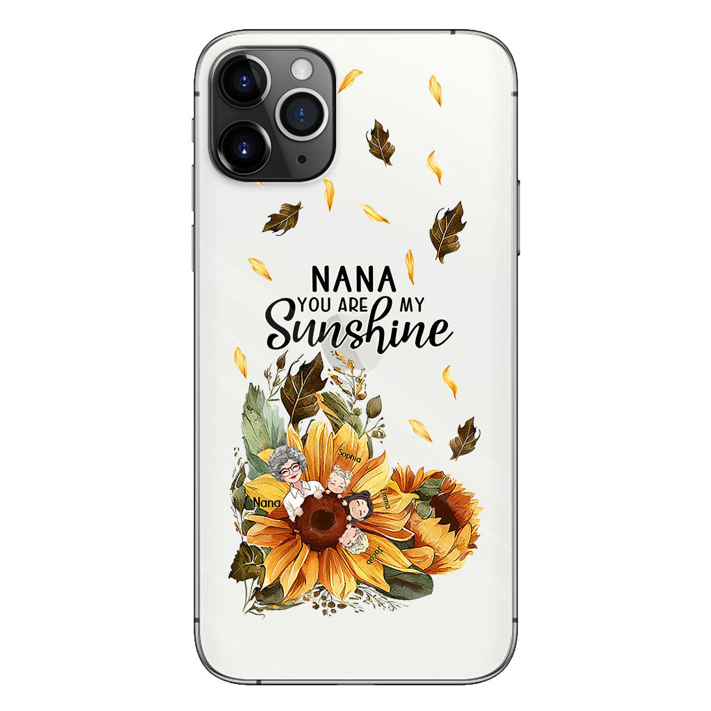 Mamie, tu es mon rayon de soleil - Coque de téléphone transparente personnalisée pour grand-mère