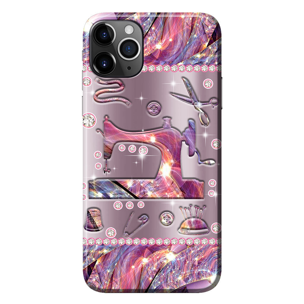 Coque de téléphone imprimée à motif métallique cousu 062021