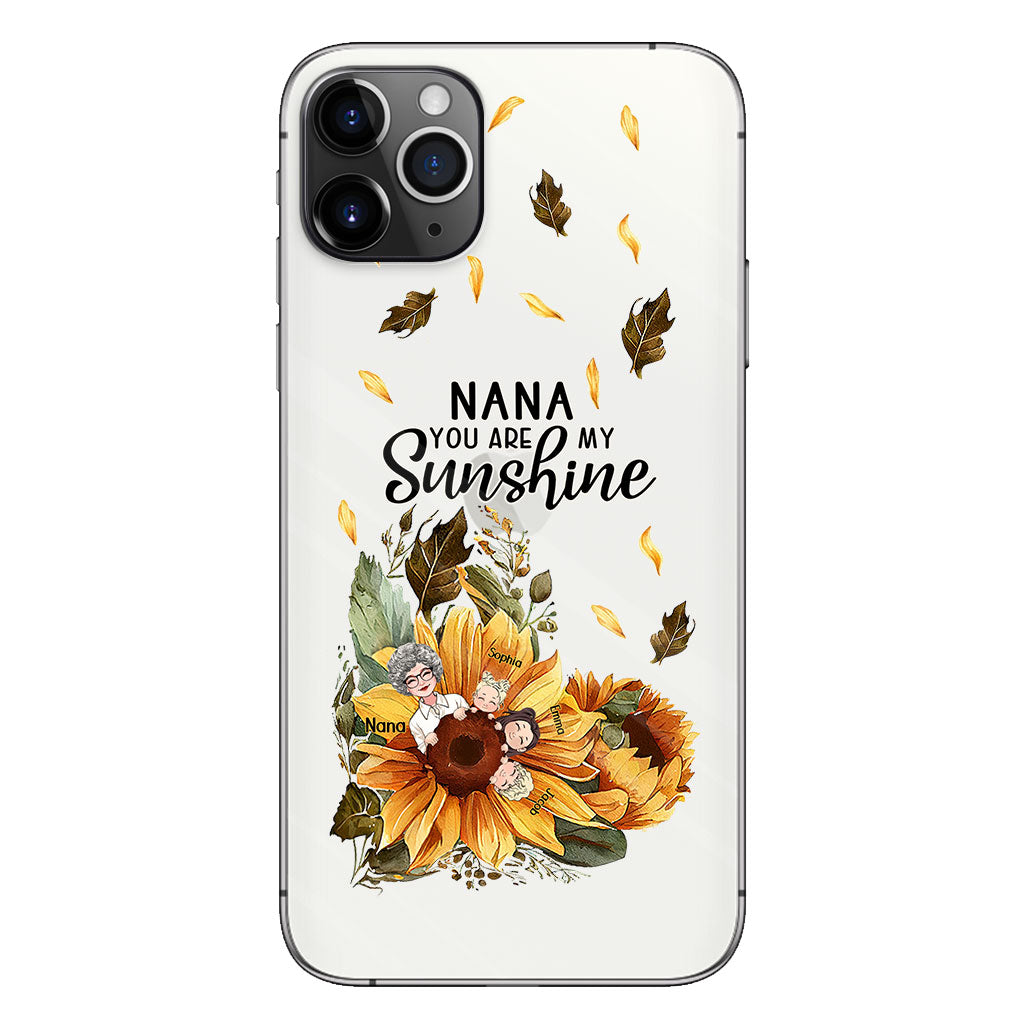 Mamie, tu es mon rayon de soleil - Coque de téléphone transparente personnalisée pour grand-mère