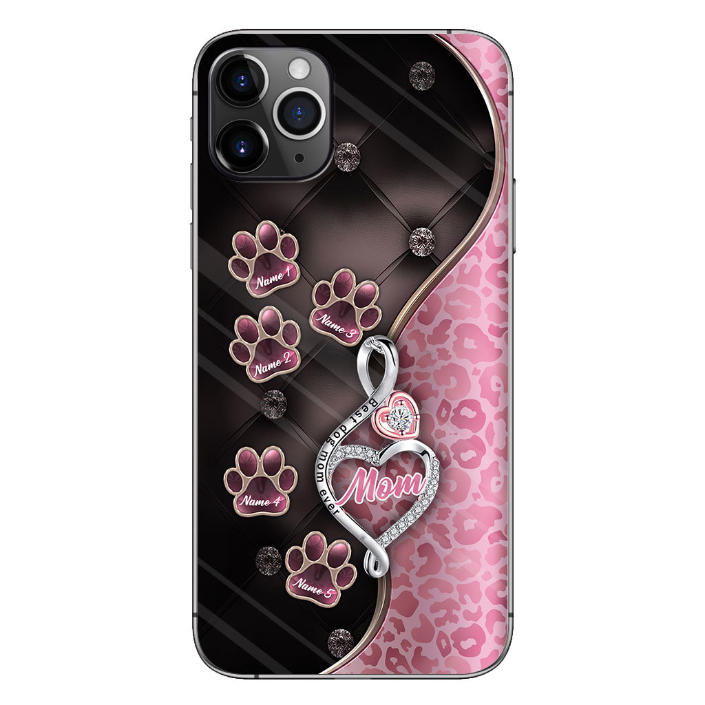 Meilleure maman de chien du monde, or rose - Coque de téléphone personnalisée pour chien pour la fête des mères