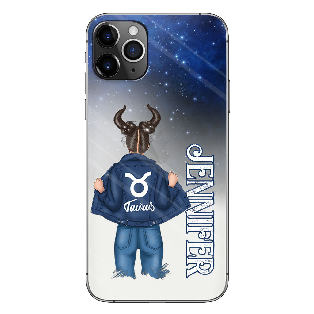 Coque de téléphone transparente Zodiac Denim Girl - Horoscope personnalisé