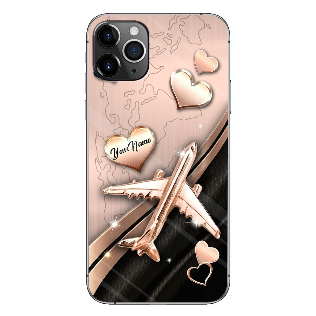 Airplane Rose Gold - Personalized Travelling Phone Case With 3D Pattern Print