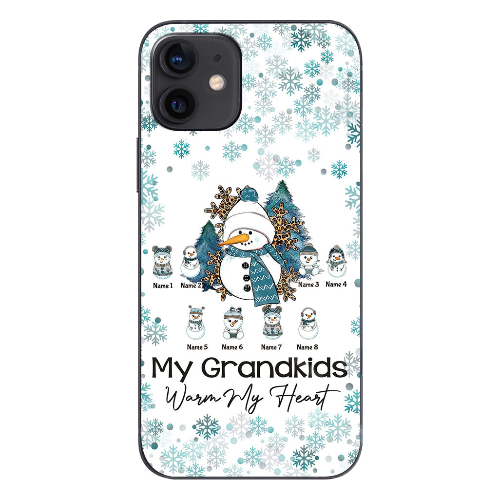 Mes petits-enfants me font chaud au cœur - Coque de téléphone personnalisée de Noël pour grand-mère