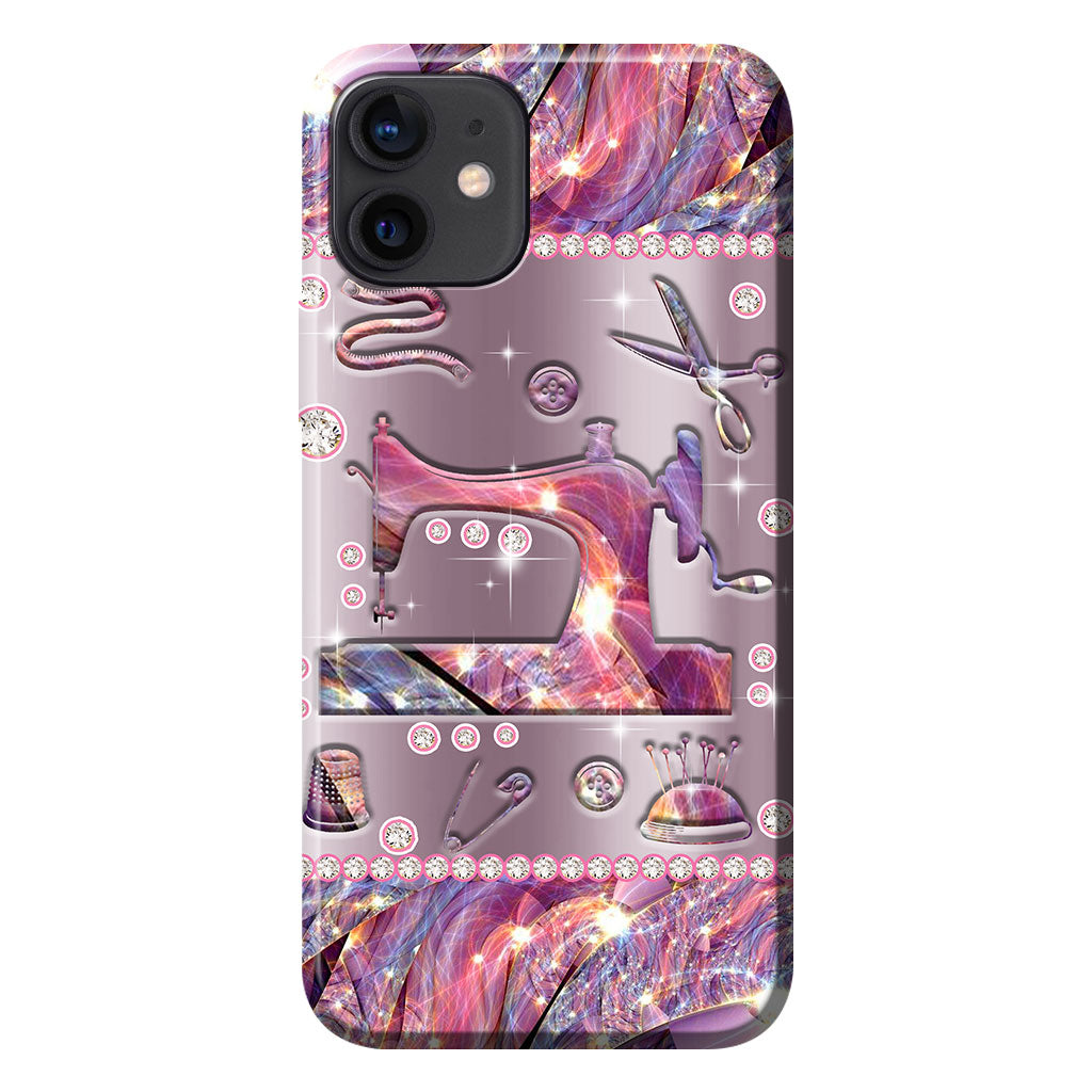 Coque de téléphone imprimée à motif métallique cousu 062021