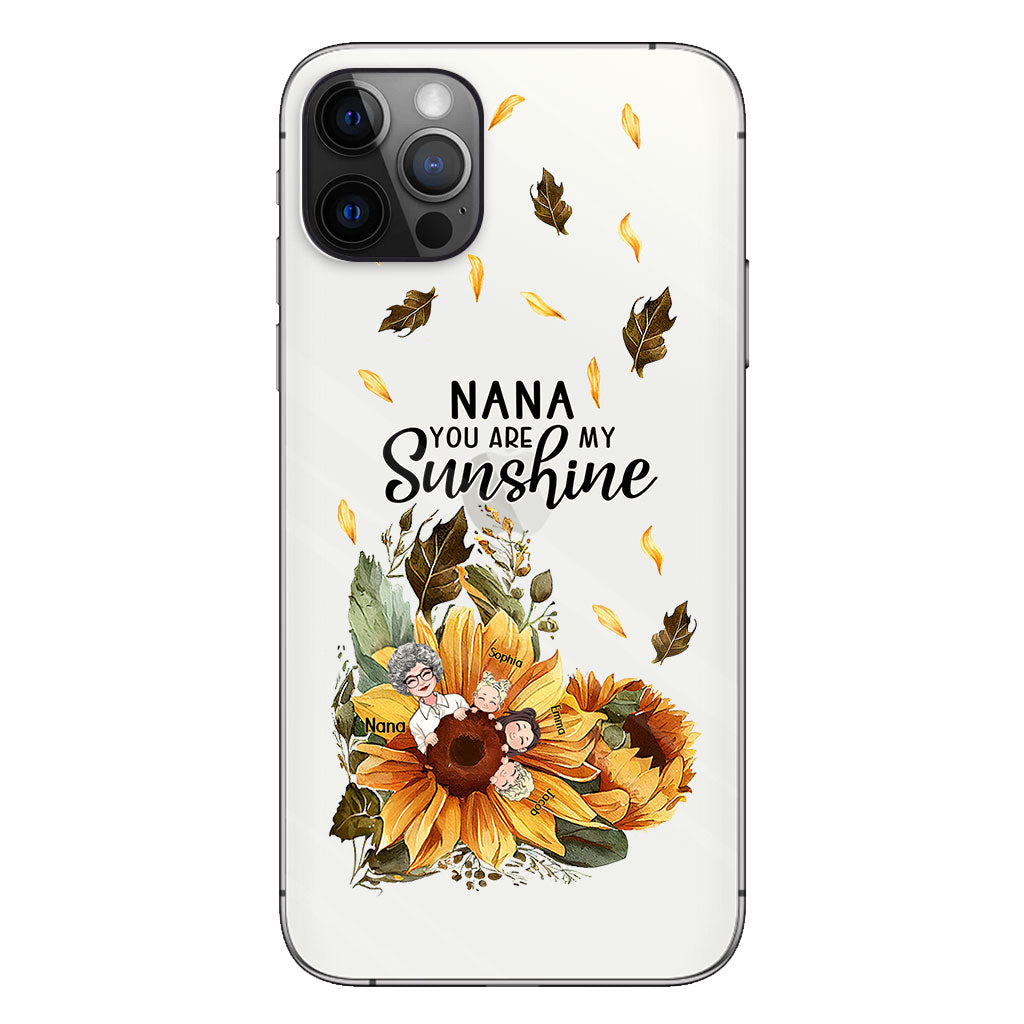 Mamie, tu es mon rayon de soleil - Coque de téléphone transparente personnalisée pour grand-mère