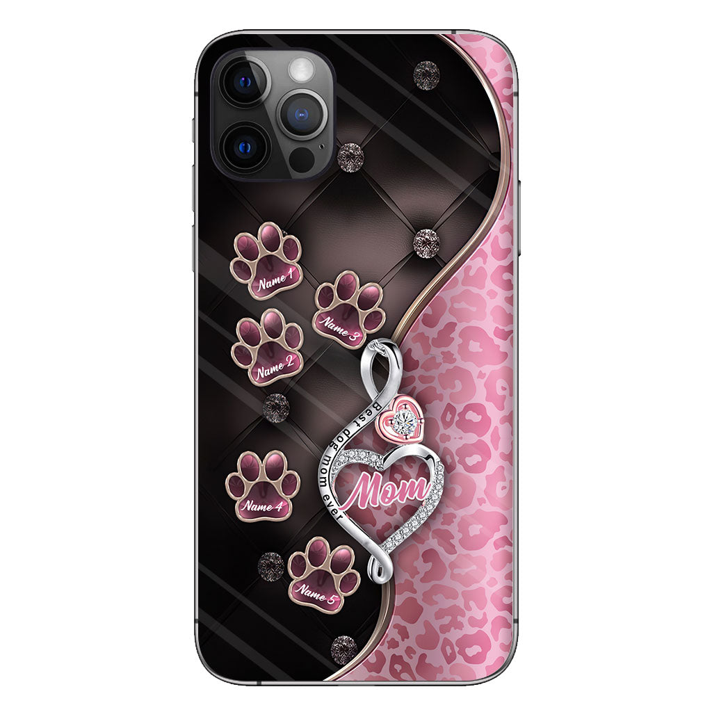 Meilleure maman de chien du monde, or rose - Coque de téléphone personnalisée pour chien pour la fête des mères
