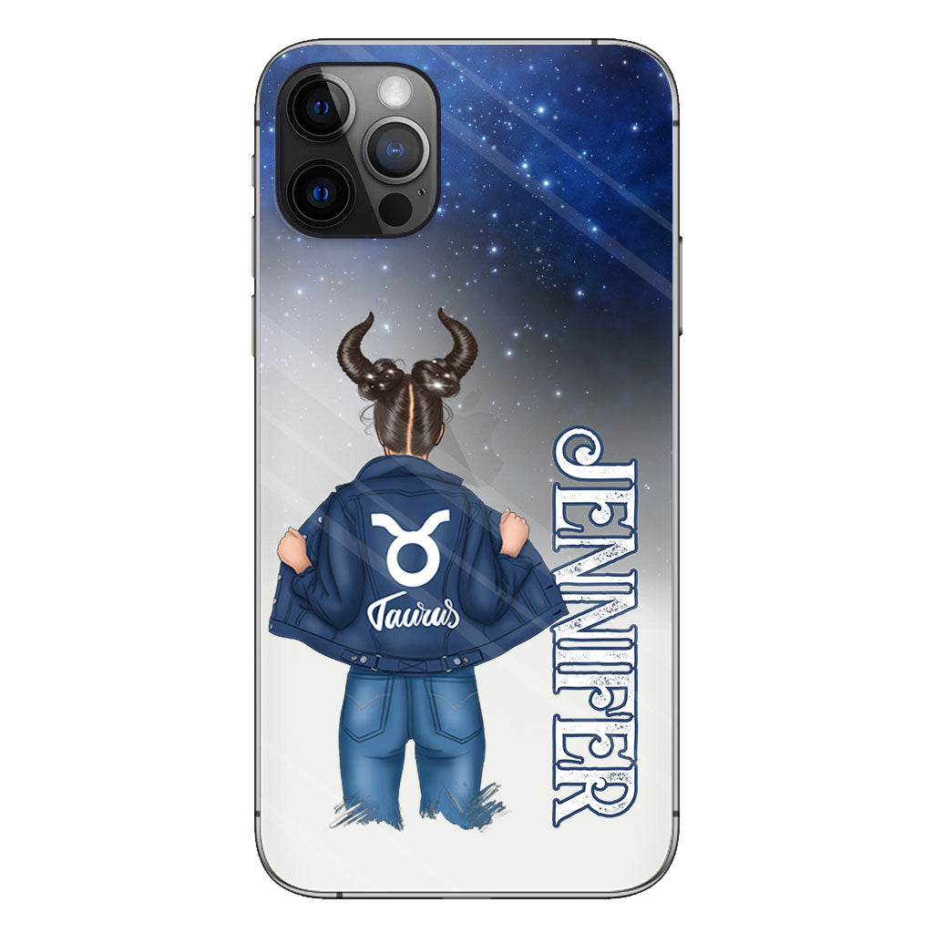 Coque de téléphone transparente Zodiac Denim Girl - Horoscope personnalisé