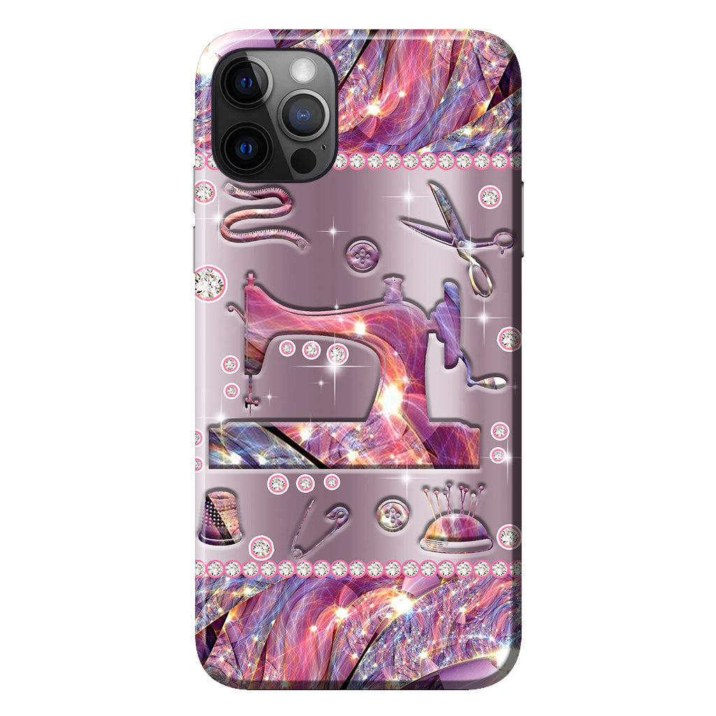 Coque de téléphone imprimée à motif métallique cousu 062021