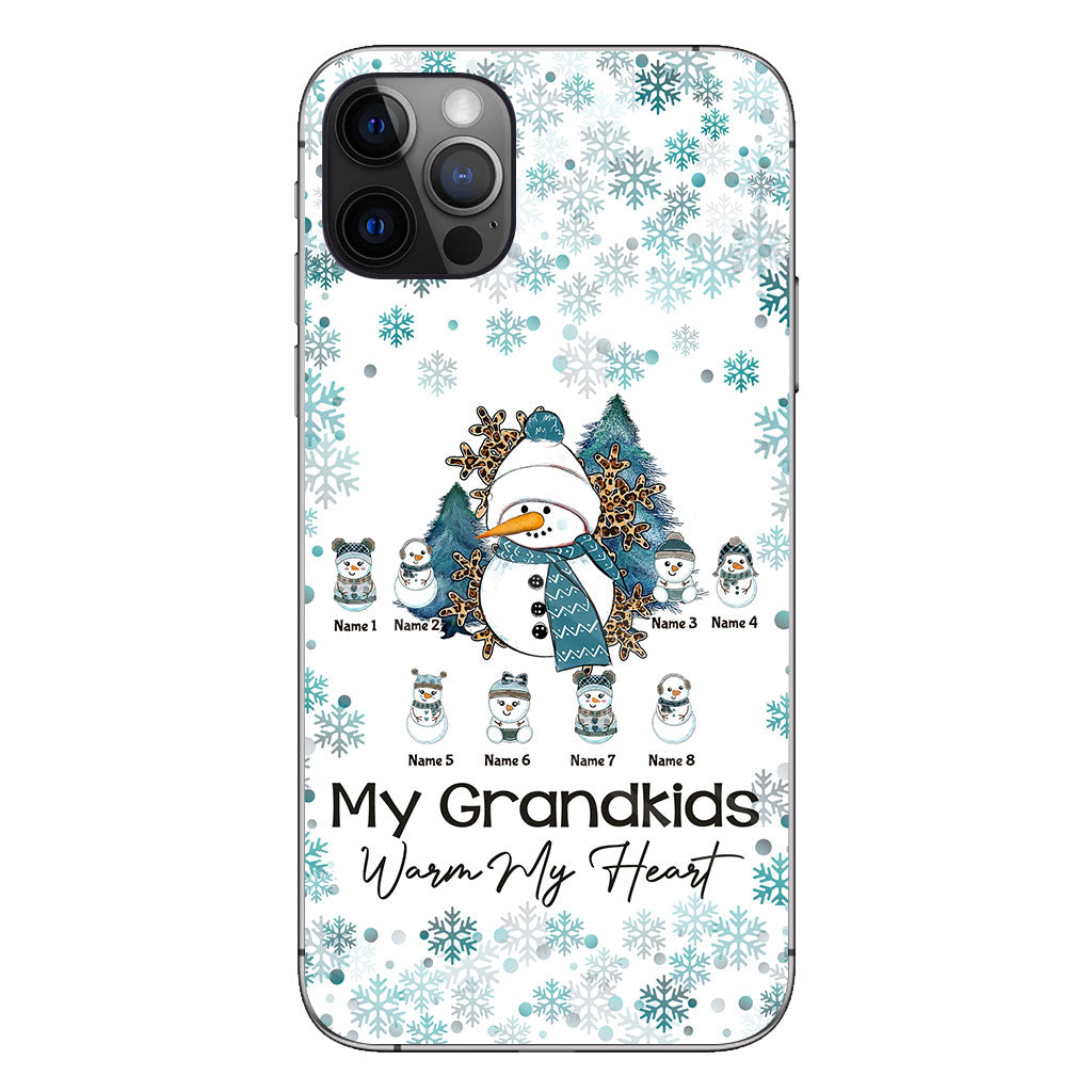 Mes petits-enfants me font chaud au cœur - Coque de téléphone personnalisée de Noël pour grand-mère