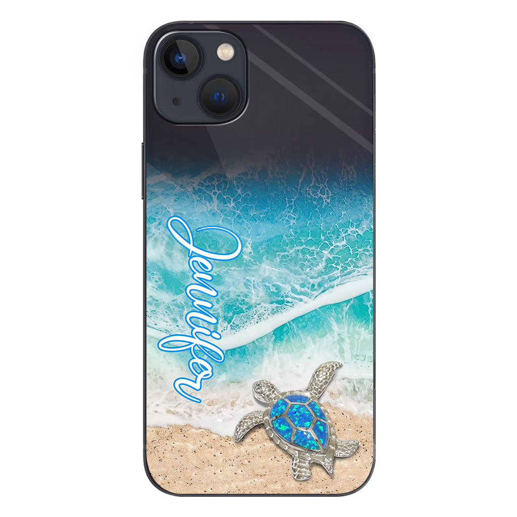 Coque de téléphone transparente personnalisée avec une tortue pour les amoureux des tortues