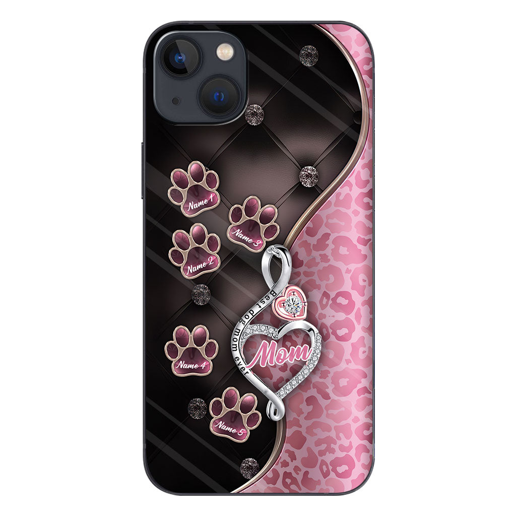 Meilleure maman de chien du monde, or rose - Coque de téléphone personnalisée pour chien pour la fête des mères