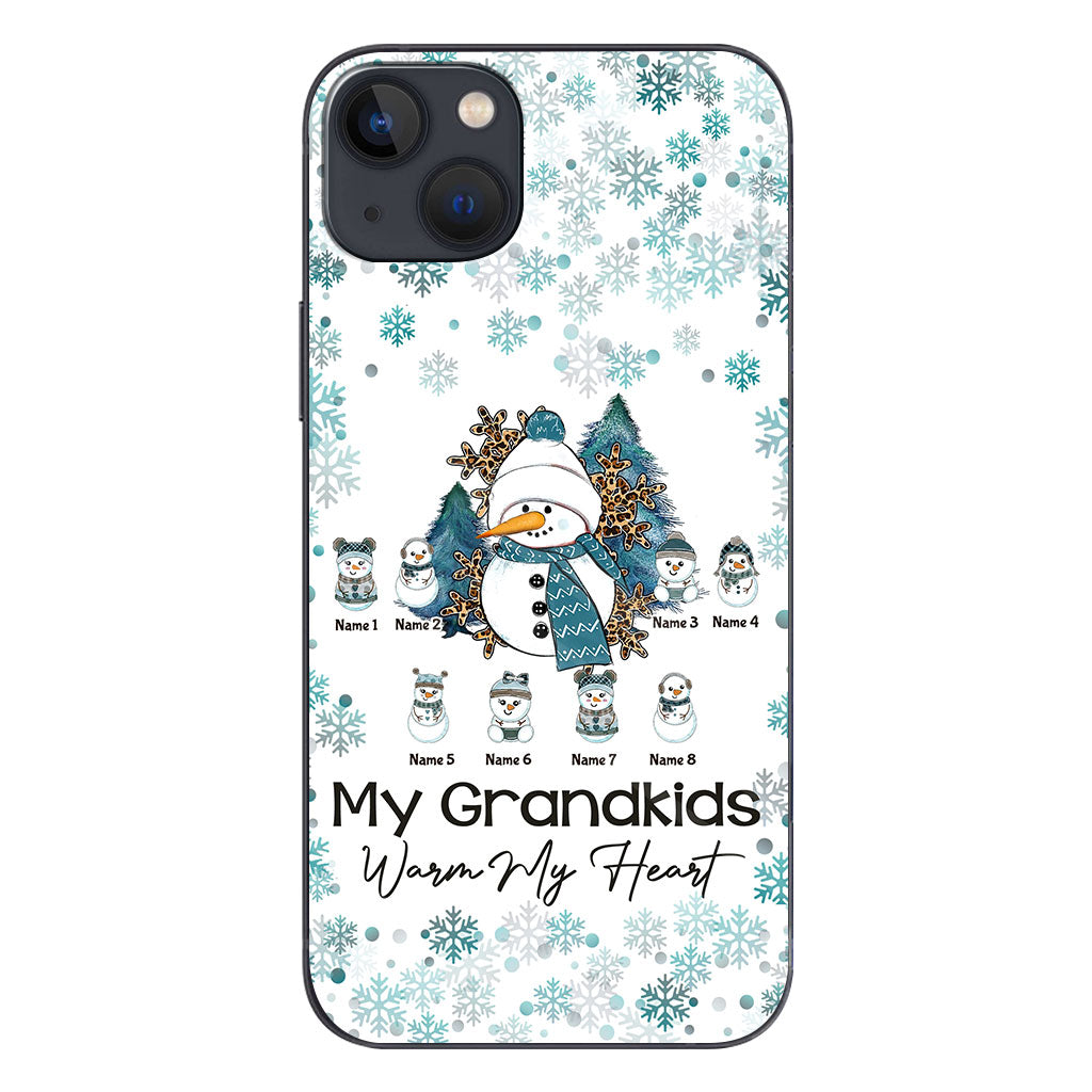 Mes petits-enfants me font chaud au cœur - Coque de téléphone personnalisée de Noël pour grand-mère