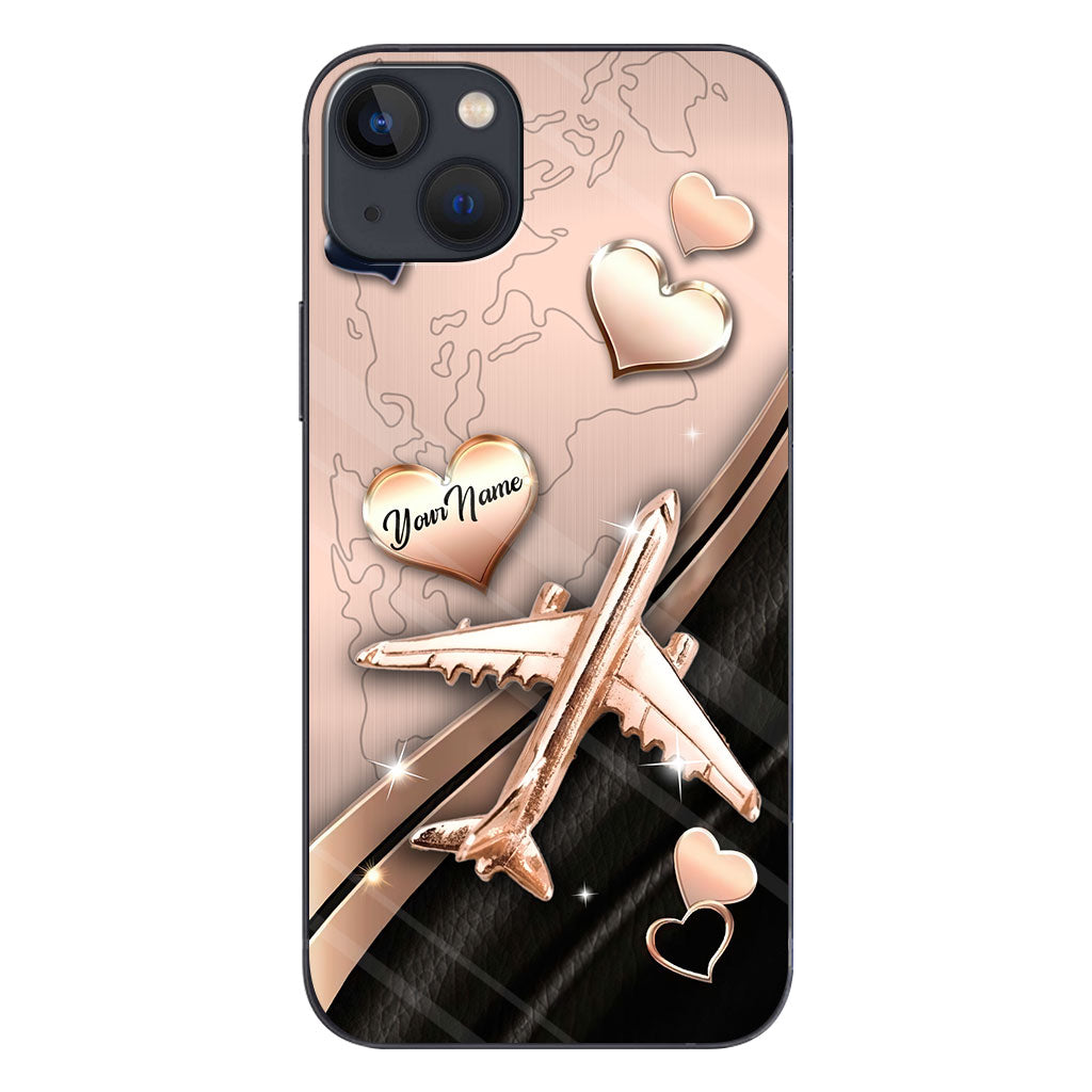 Airplane Rose Gold - Personalized Travelling Phone Case With 3D Pattern Print