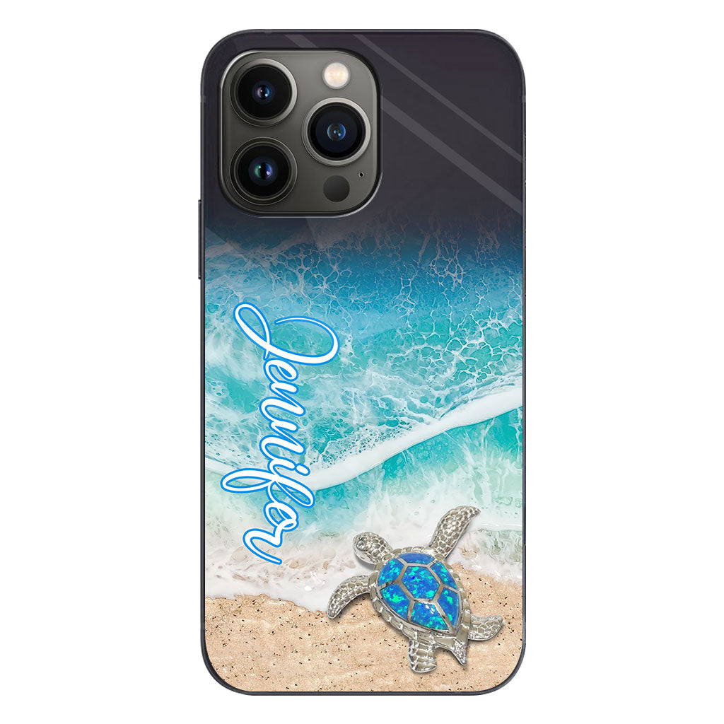 Coque de téléphone transparente personnalisée avec une tortue pour les amoureux des tortues
