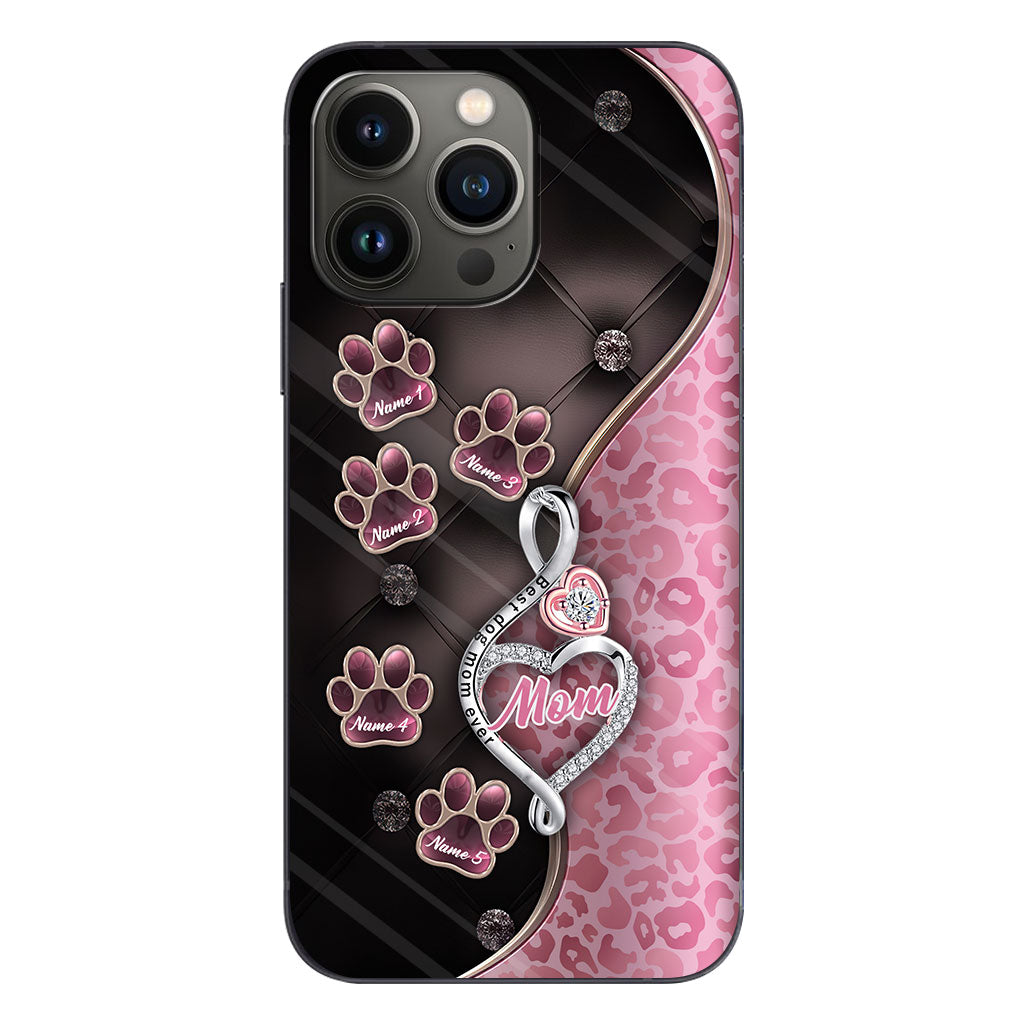 Meilleure maman de chien du monde, or rose - Coque de téléphone personnalisée pour chien pour la fête des mères