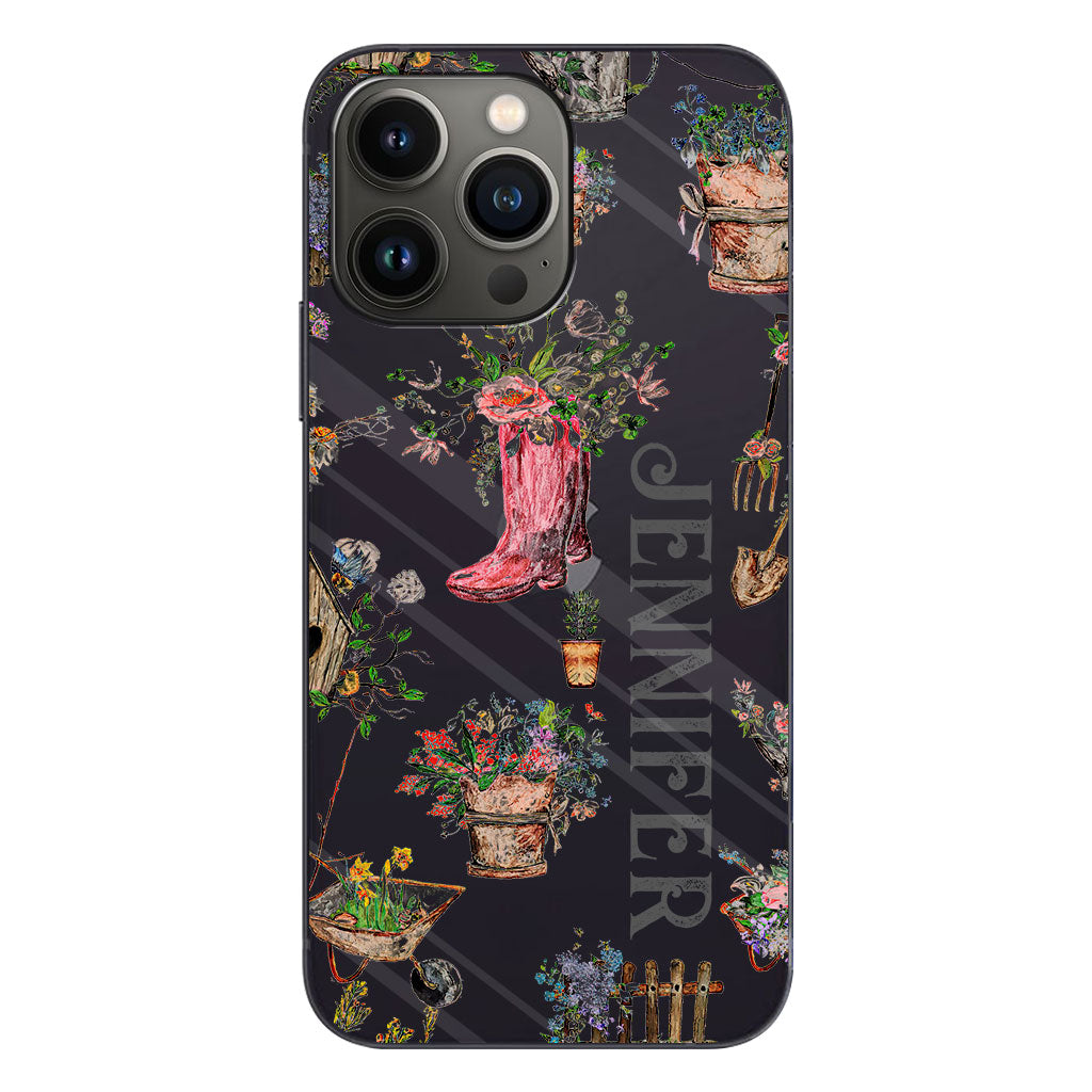 Jolis articles de jardinage - Coque de téléphone transparente personnalisée sur le thème du jardinage