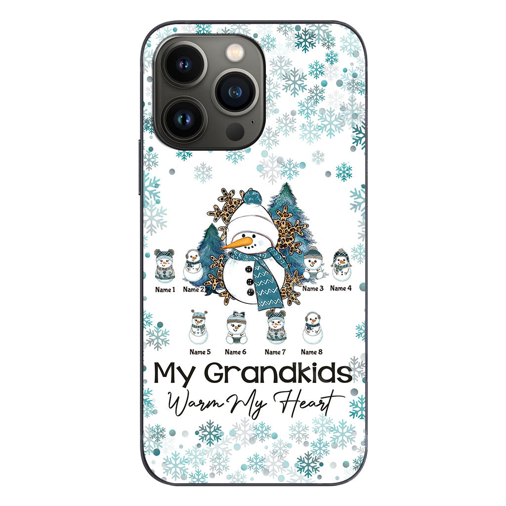 Mes petits-enfants me font chaud au cœur - Coque de téléphone personnalisée de Noël pour grand-mère