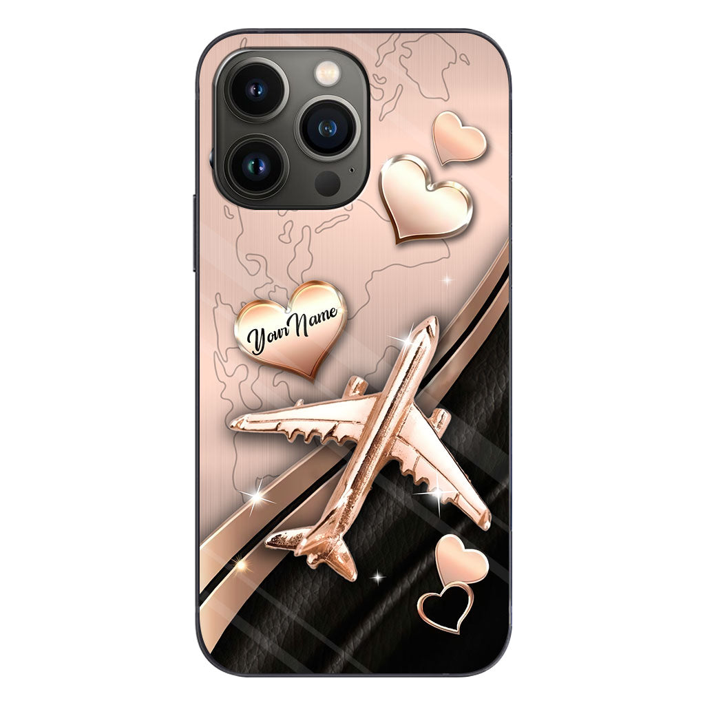 Airplane Rose Gold - Personalized Travelling Phone Case With 3D Pattern Print