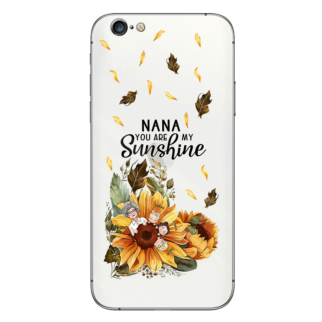 Mamie, tu es mon rayon de soleil - Coque de téléphone transparente personnalisée pour grand-mère