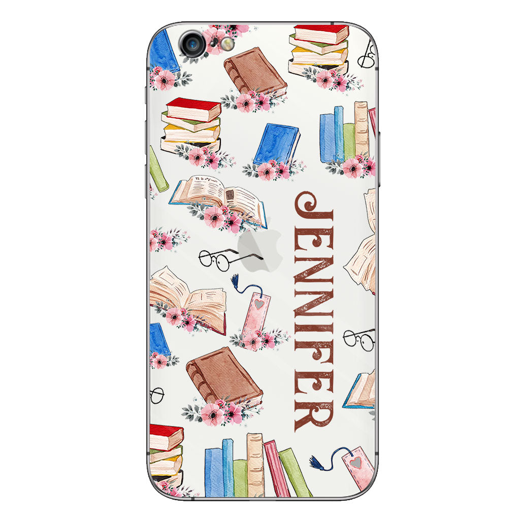 Une fille qui aime les livres - Coque de téléphone transparente personnalisée avec un livre