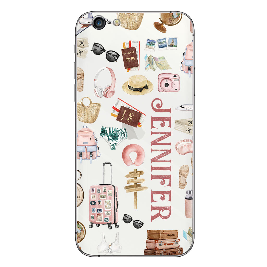 Une fille qui adore voyager - Coque de téléphone transparente de voyage personnalisée