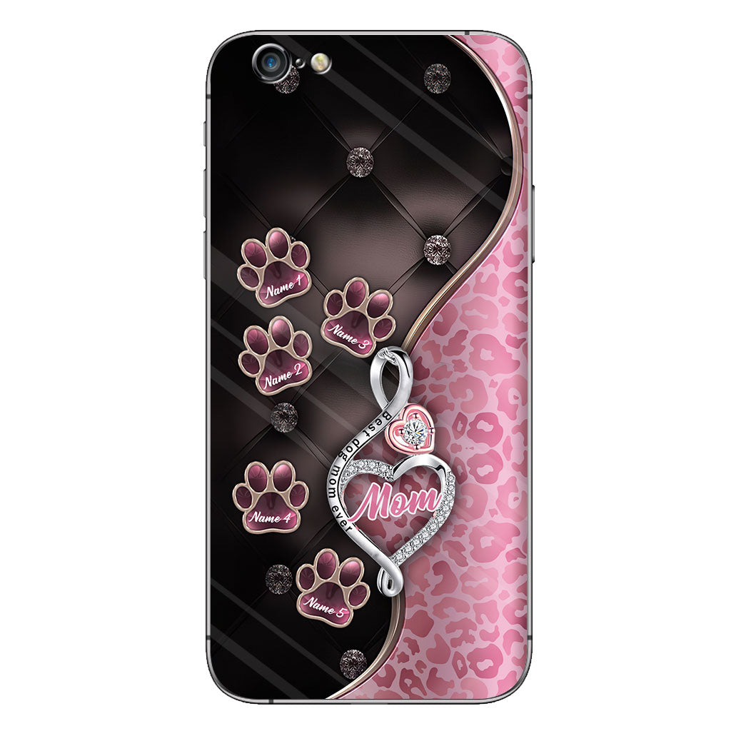 Meilleure maman de chien du monde, or rose - Coque de téléphone personnalisée pour chien pour la fête des mères
